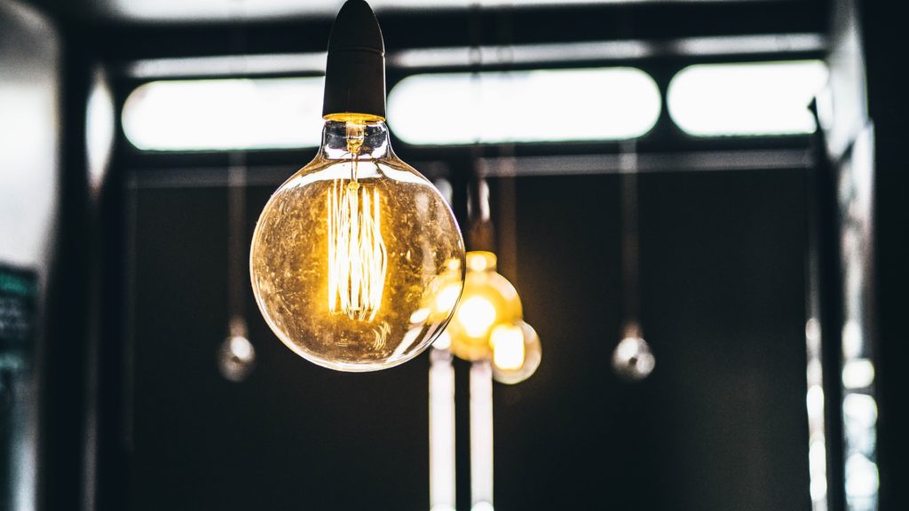 a light bulb from a ceiling