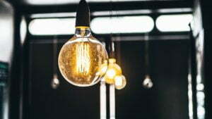 a light bulb from a ceiling