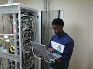 a man using a laptop