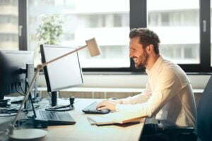 a man working on a computer