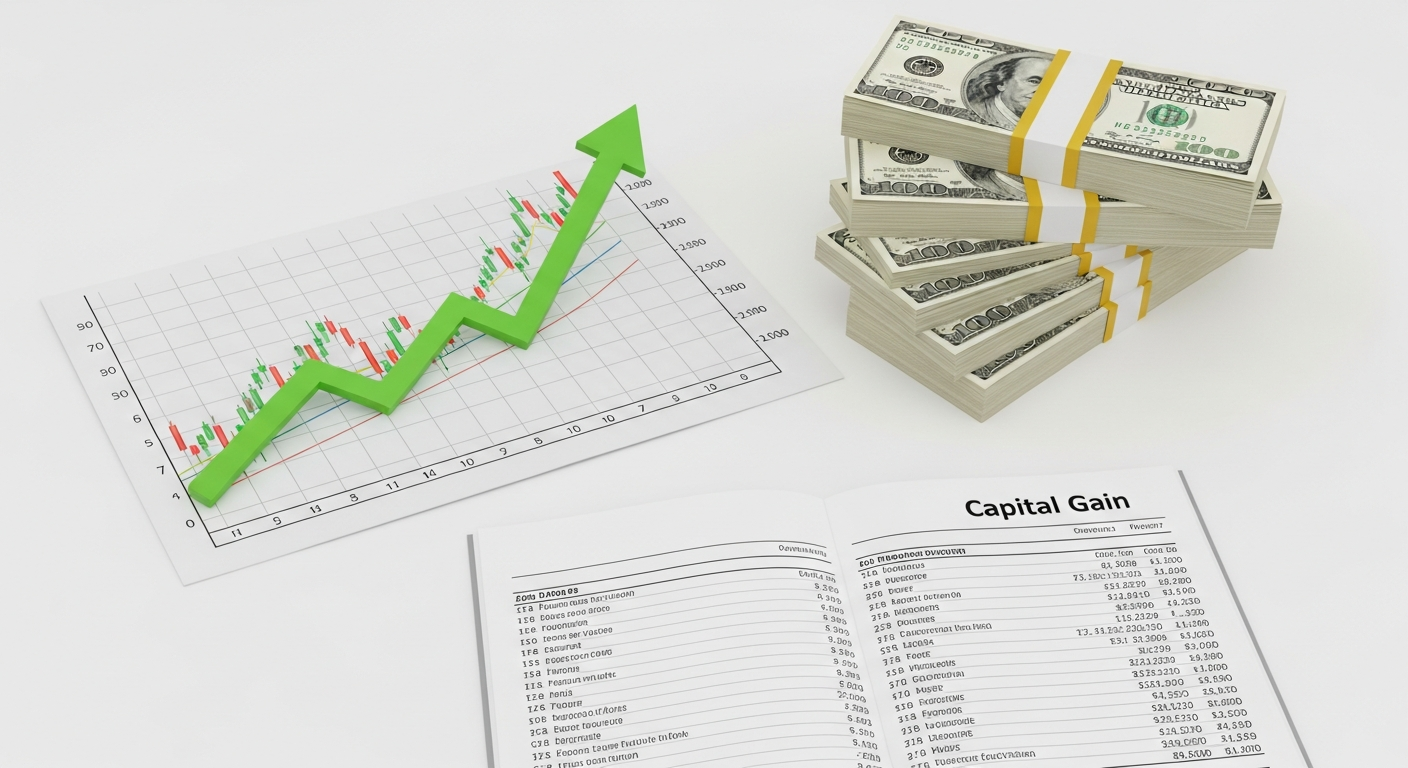 Chart illustrating the difference in tax rates between short-term and long-term capital gains.