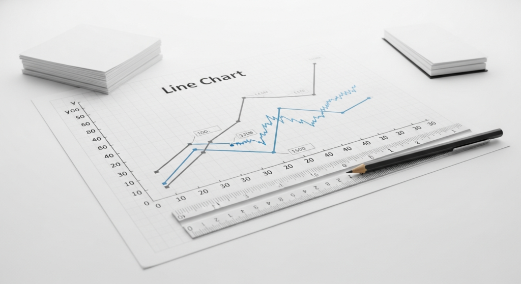 What are the components of a line chart