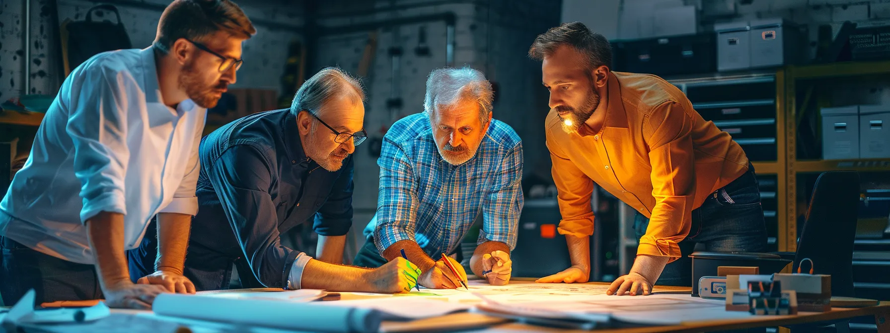 Why Homeowners Prefer Professional Garage Door Installation for Safety Compliance 2 a group of business professionals reviews plans for safe garage door installation.
