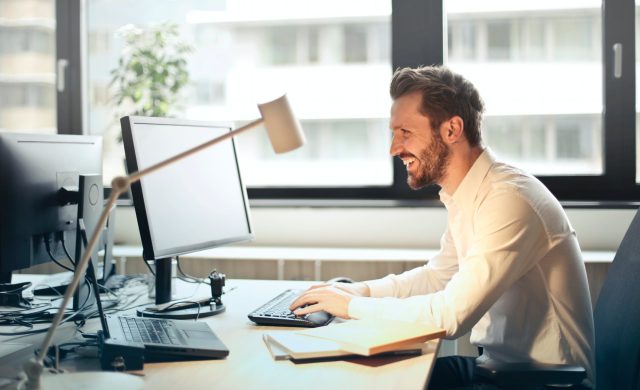 a man working on a computer